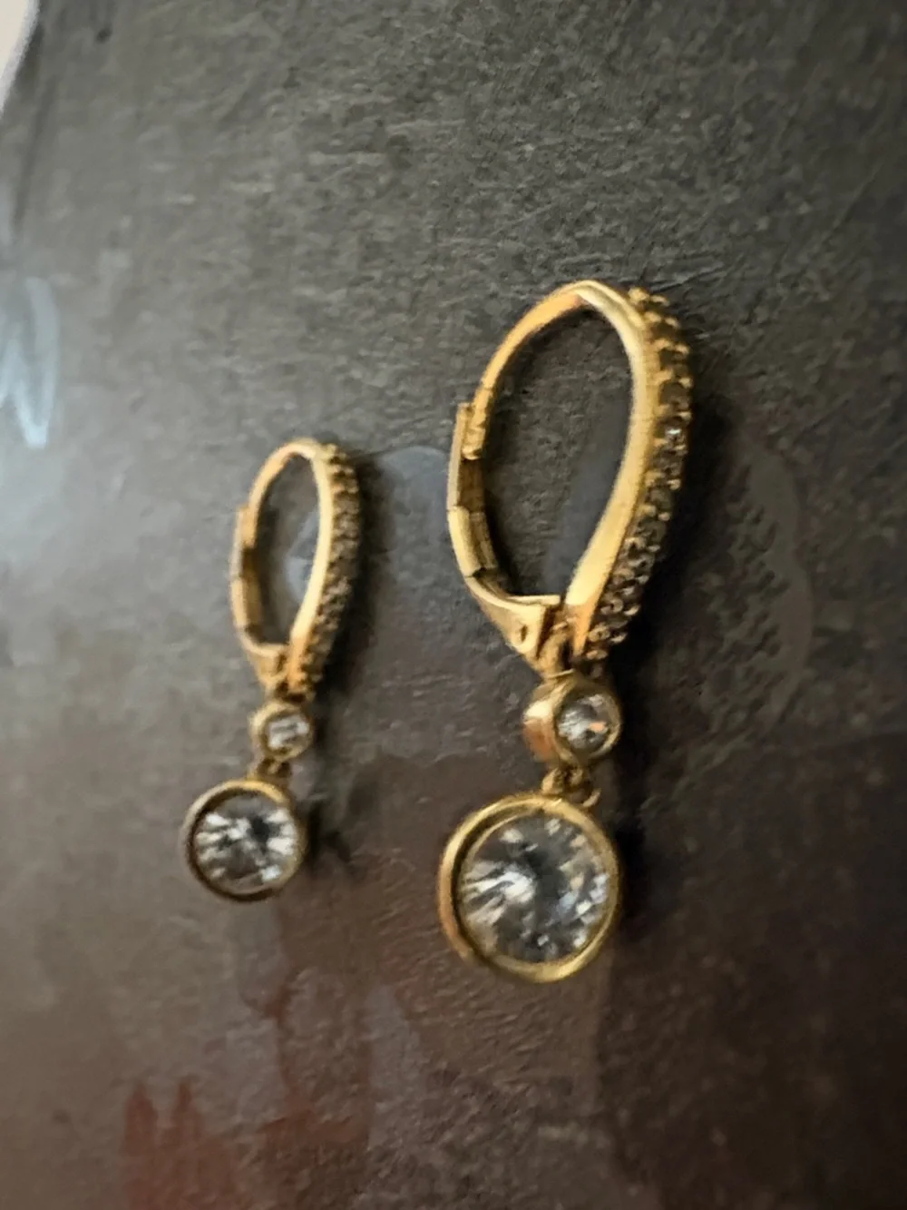 SWAROVSKI DOUBLE BEZEL CRYSTAL GOLD-PLATED LEVERBACK 1.3